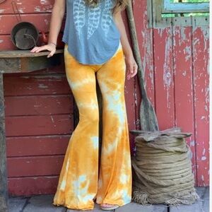 Surf Gypsy, NWT Orange combo tide died bottom pants,Comfort Boho, hobo Festival.